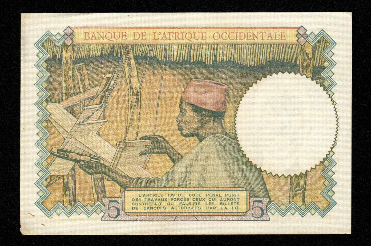 AFRIQUE OCCIDENTALE FRANÇAISE - FRENCH WEST AFRICA - 5 Francs 1938 P.21 SPL / AU