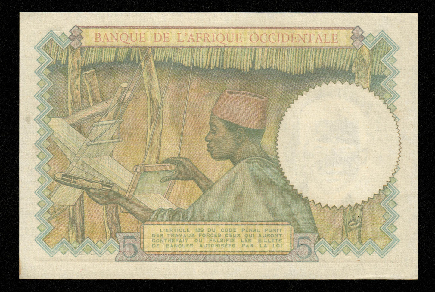 AFRIQUE OCCIDENTALE FRANÇAISE - FRENCH WEST AFRICA - 5 Francs 1942 P.25 SPL+ / AU+