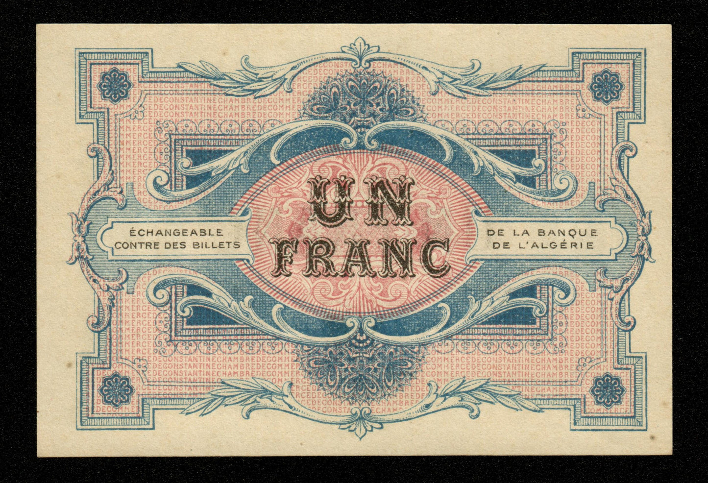 ALGÉRIE - ALGERIA - Chambre de Commerce Constantine, 1 Franc ANNULÉ 1916 JP.140.11 NEUF / UNC