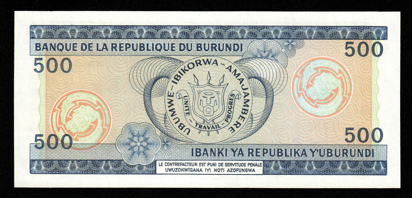 BURUNDI - 500 Francs 1988 P.30c NEUF / UNC