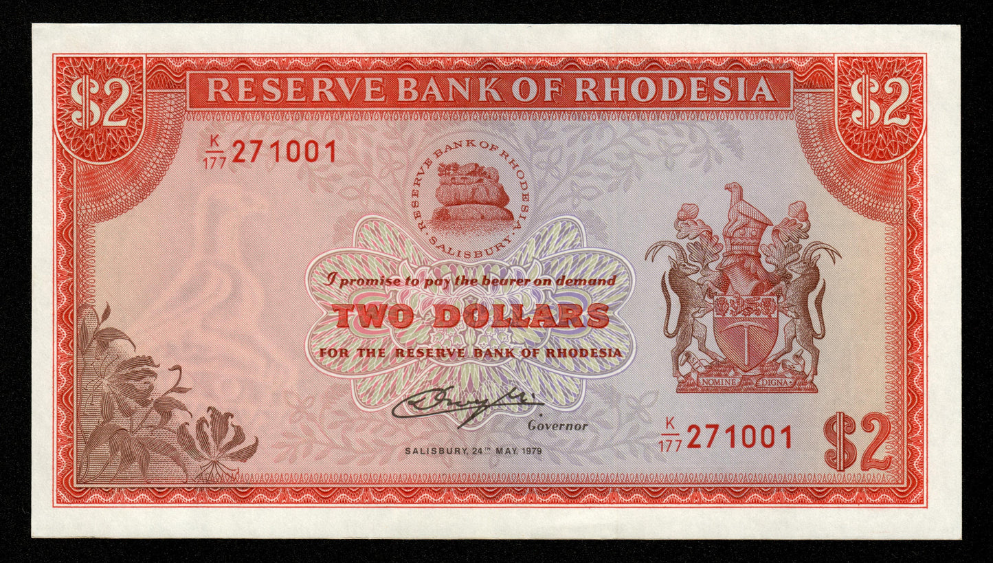 RHODÉSIE - RHODESIA - 2 Dollars 1979 P.39b pr.NEUF / UNC-