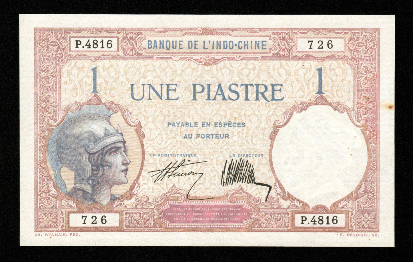 INDOCHINE - FRENCH INDO-CHINA - 1 Piastre (1927-1931) P.48b pr.NEUF / UNC-