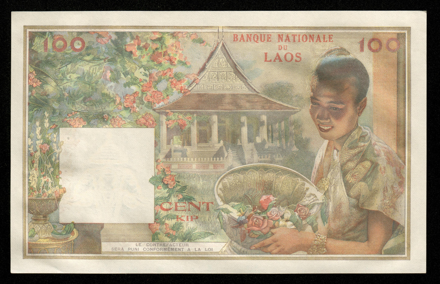 LAOS - 100 Kip (1957) P.6a pr.NEUF / UNC-