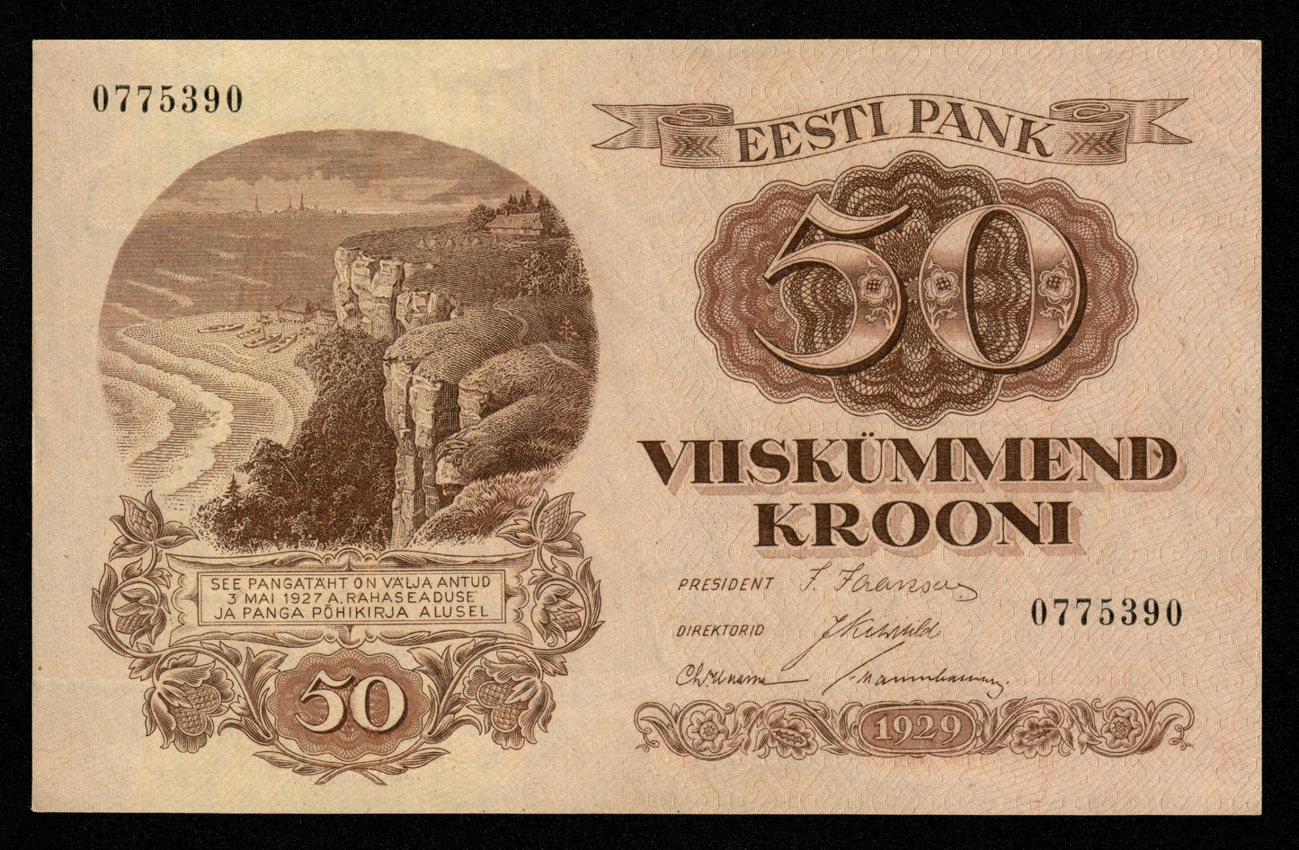 ESTONIE - ESTONIA - 50 Krooni 1929 P.65a pr.NEUF / UNC-