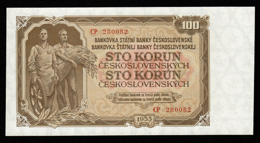 TCHÉCOSLOVAQUIE - CZECHOSLOVAKIA - 100 Korun 1953 P.86a Radar Number NEUF / UNC