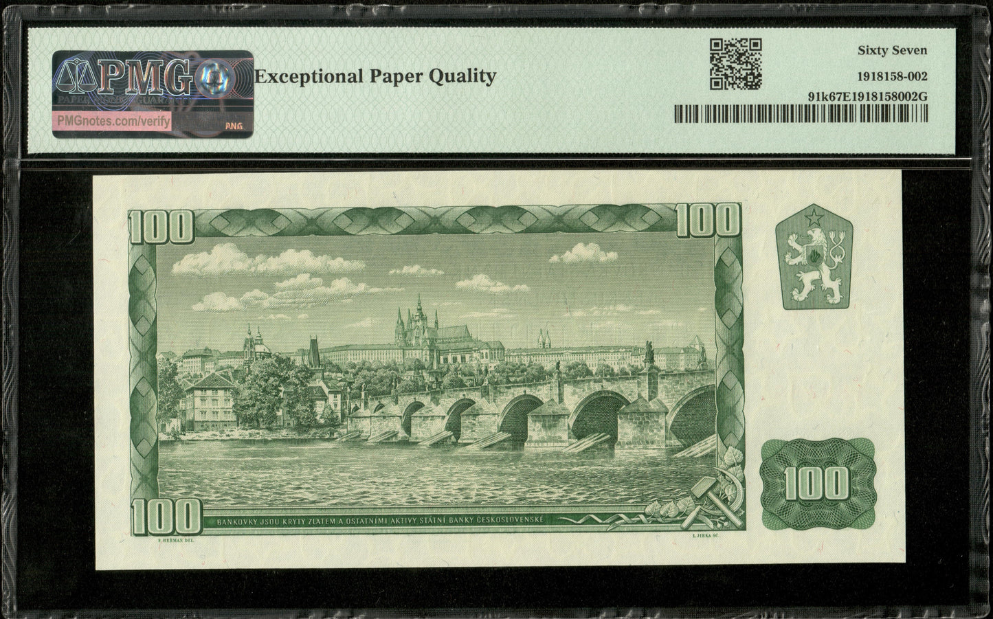 TCHÉCOSLOVAQUIE - CZECHOSLOVAKIA - 100 Korun 1961 (1990-92) P.91k NEUF / PMG 67 EPQ