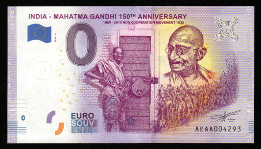 Billet Souvenir 0 Euro - India, GANDHI 150th ANNIVERSARY NON COOPERATION MOVEMENT 1920 2020-6 NEUF / UNC