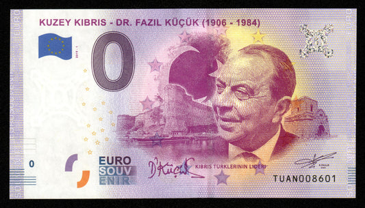 Billet Souvenir 0 Euro - Turkey, KUZEY KIBRIS - DR. FAZIL KÜÇÜK 2019-1 NEUF / UNC