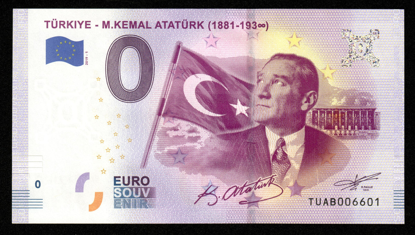 Billet Souvenir 0 Euro - Turkey, TÜRKIYE - M.KEMAL ATATÜRK 2019-1 NEUF / UNC