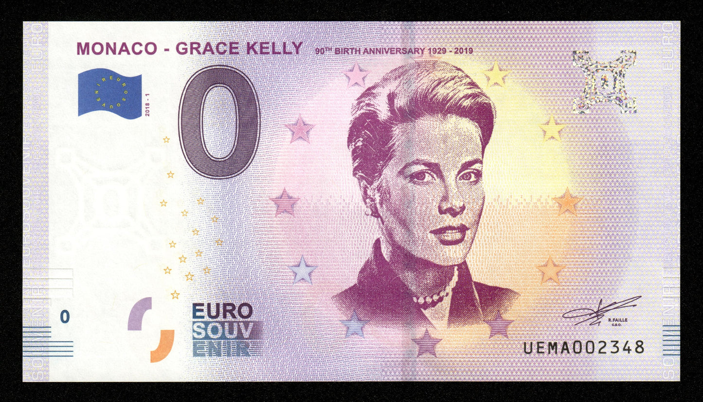 Billet Souvenir 0 Euro - Monaco, GRACE KELLY 2018-1 NEUF / UNC