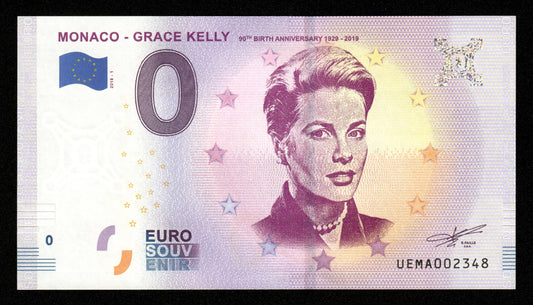 Billet Souvenir 0 Euro - Monaco, GRACE KELLY 2018-1 NEUF / UNC