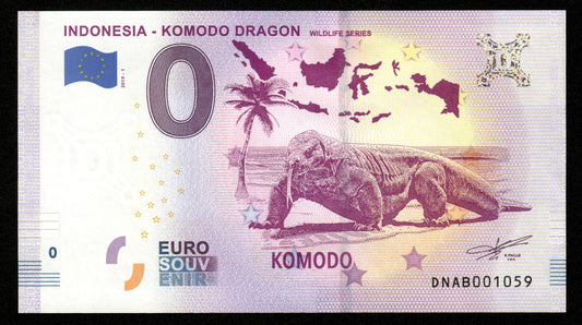 Billet Souvenir 0 Euro - Indonesia, KOMODO DRAGON WILDLIFE SERIES 2019-1 NEUF / UNC