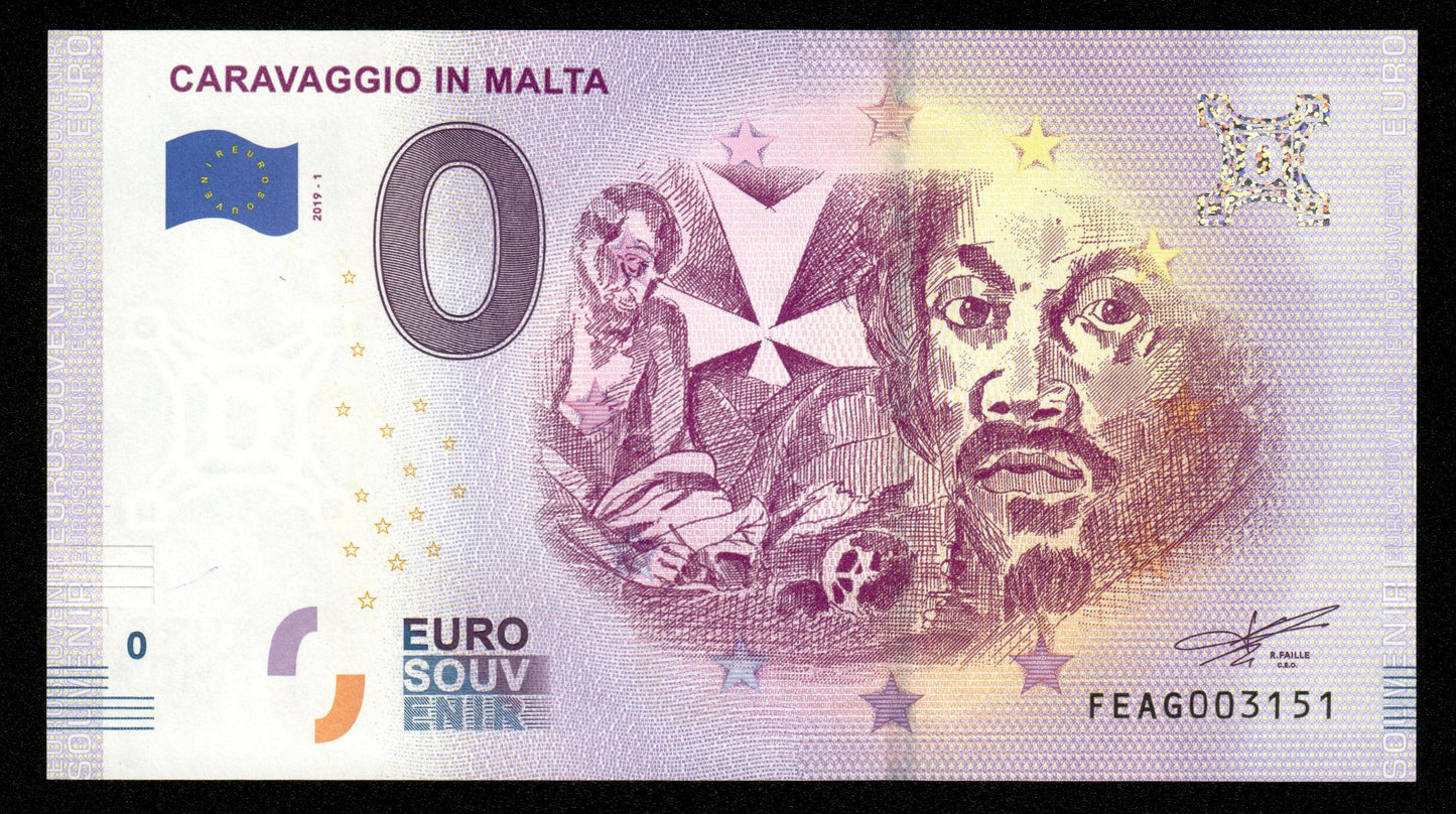 Billet Souvenir 0 Euro - Malta, CARAVAGGIO IN MALTA 2019-1 NEUF / UNC