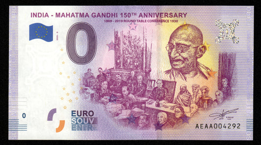 Billet Souvenir 0 Euro - India, GANDHI 150th ANNIVERSARY ROUND TABLE CONFERENCE 1930 2020-8 NEUF / UNC