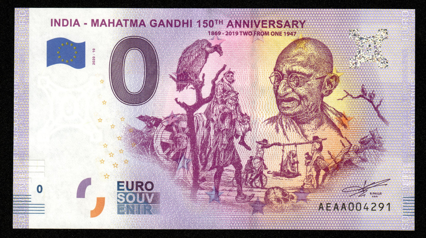 Billet Souvenir 0 Euro - India, GANDHI 150th ANNIVERSARY Série 10 billets NEUF / UNC