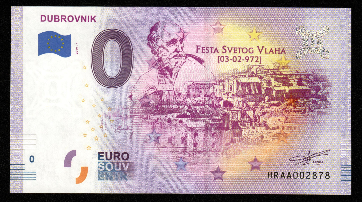 Billet Souvenir 0 Euro - Croatia, DUBROVNIK 2019-1 NEUF / UNC