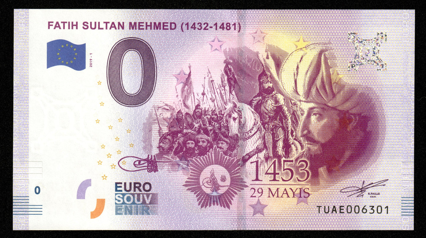 Billet Souvenir 0 Euro - Turkey, FATIH SULTAN MEHMED (1432 - 1481) 2019-1 NEUF / UNC