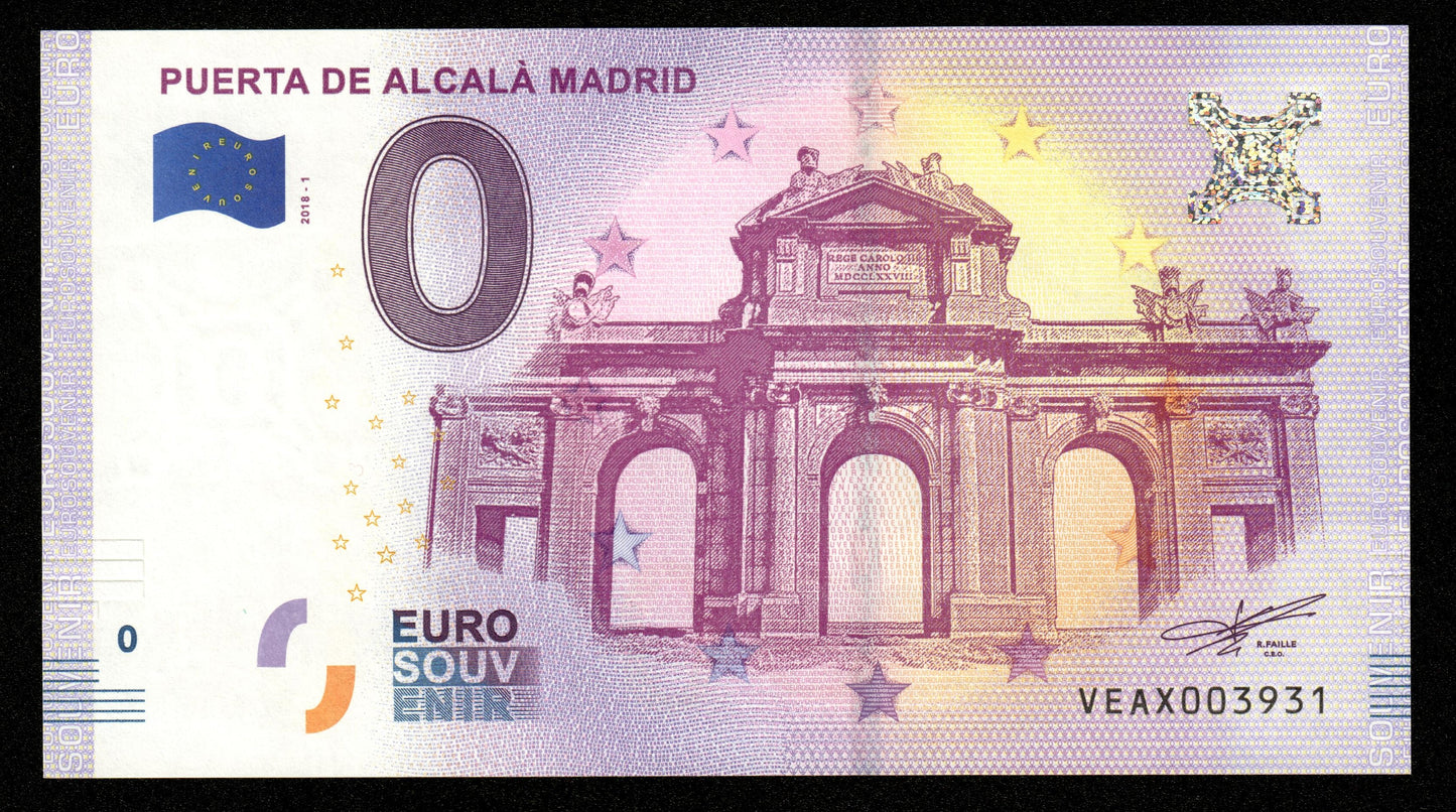 Billet Souvenir 0 Euro - Spain, PUERTA DE ALCALÁ MADRID 2018-1 NEUF / UNC