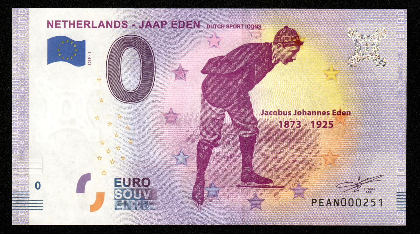 Billet Souvenir 0 Euro - Netherlands - JAAP EDEN DUTCH SPORT ICONS 2019-1 NEUF / UNC