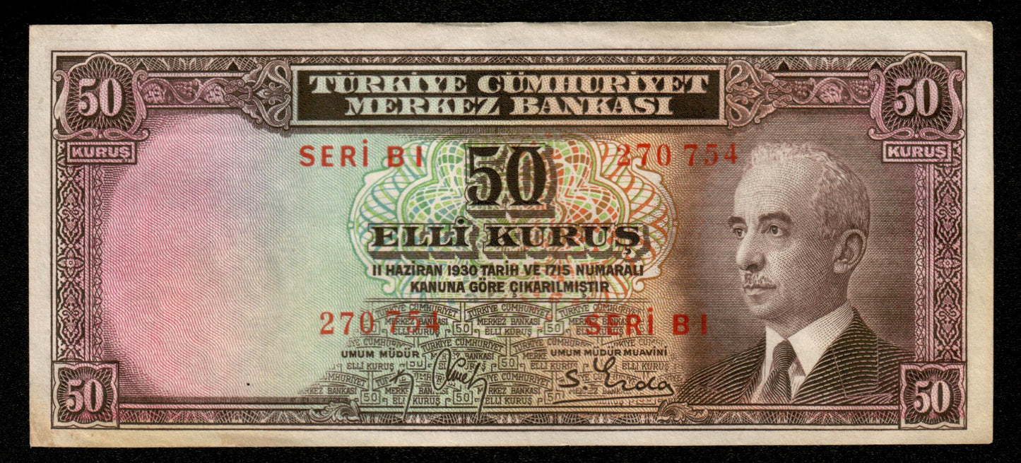 TURQUIE - TURKEY - 50 Kurus 1930 P.133 pr.SUP / aXF