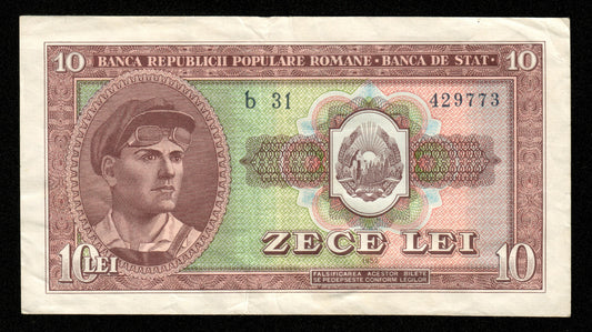 ROUMANIE - ROMANIA - 10 Lei 1952 P.88b TTB / VF