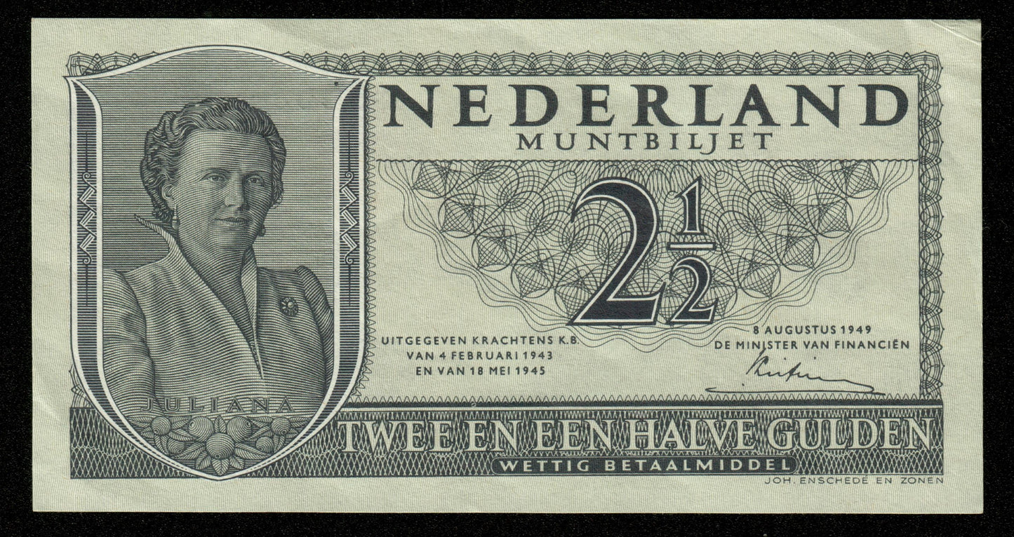 PAYS-BAS - NETHERLANDS - 2 1/2 Gulden 1949 Muntbiljet P.73 pr.SUP / XF-