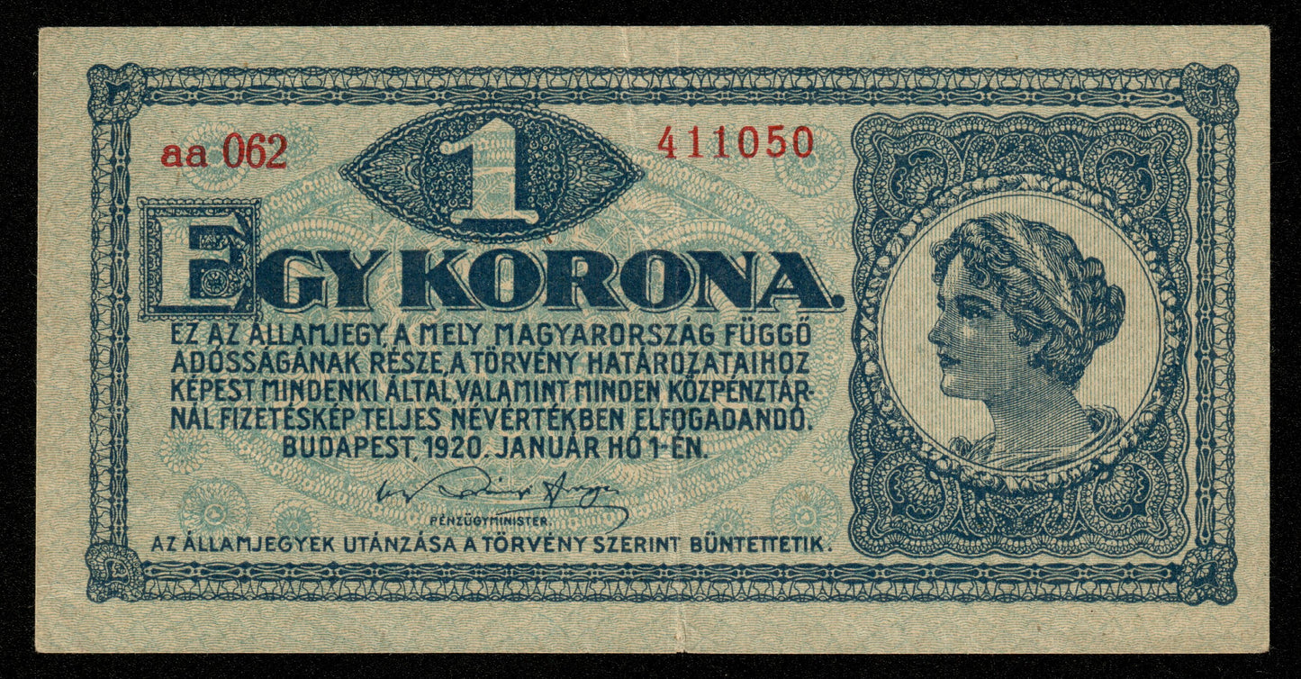 HONGRIE - HUNGARY - 1 Korona 1920 P.57 TTB / VF