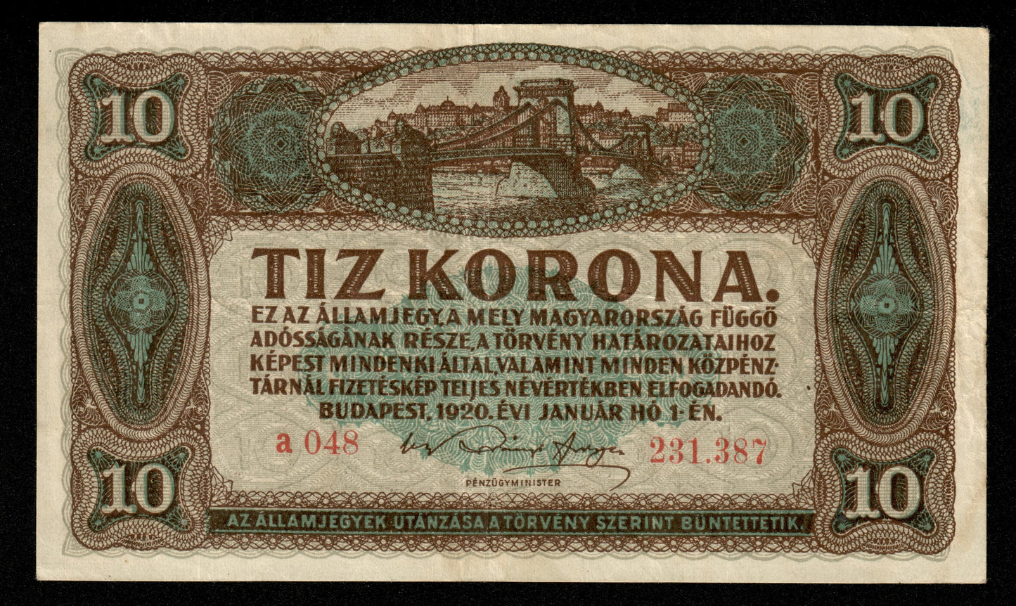 HONGRIE - HUNGARY - 10 Korona 1920 P.60 TTB / VF