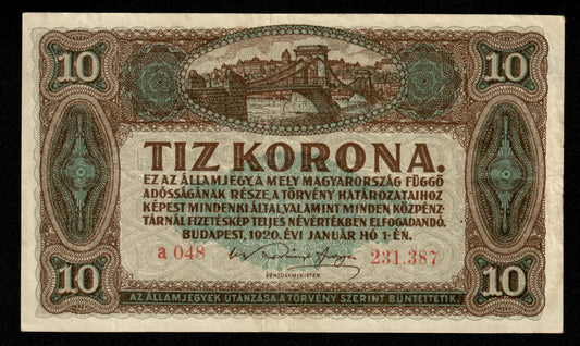 HONGRIE - HUNGARY - 10 Korona 1920 P.60 TTB / VF