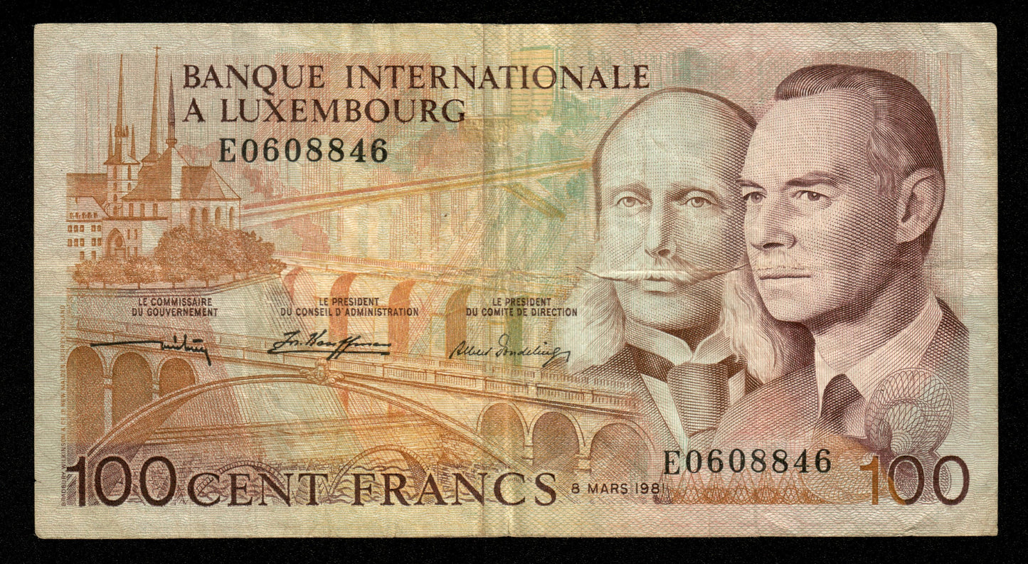 LUXEMBOURG - 100 Francs 1981 P.14A TB / Fine