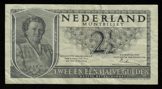 PAYS-BAS - NETHERLANDS - 2 1/2 Gulden 1949 Muntbiljet P.73 TTB / VF