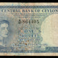 CEYLAN - CEYLON - 1 Rupee 1954 P.49b TB / Fine