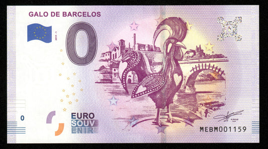 Billet Souvenir 0 Euro - Portugal, GALO DE BARCELOS 2019-1 NEUF / UNC