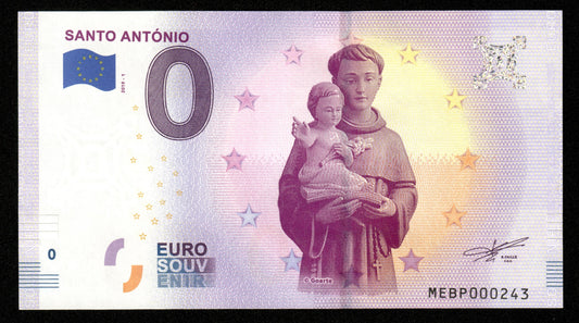 Billet Souvenir 0 Euro - Portugal, SANTO ANTÓNIO 2019-1 NEUF / UNC