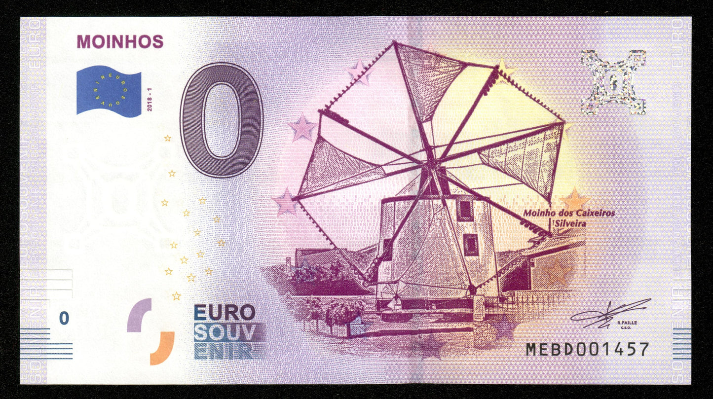 Billet Souvenir 0 Euro - Portugal, MOINHOS 2018-1 NEUF / UNC