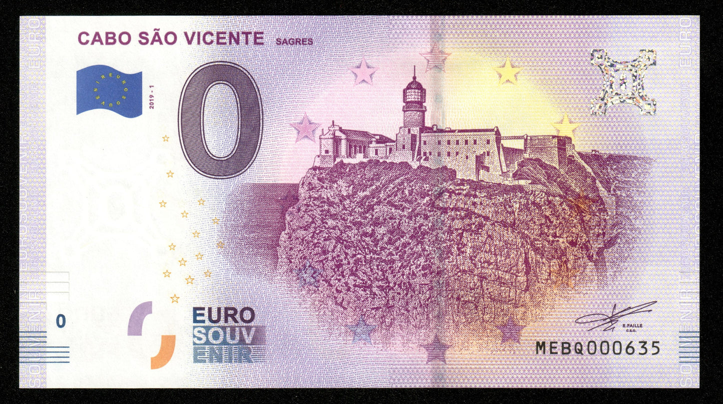 Billet Souvenir 0 Euro - Portugal, CABO SÃO VICENTE SAGRES 2019-1 NEUF / UNC