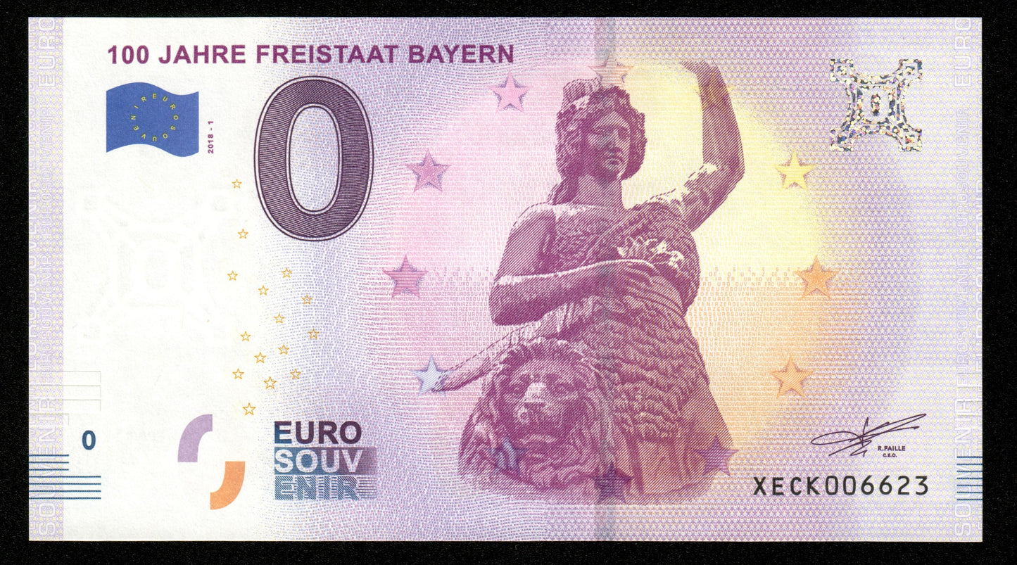 Billet Souvenir 0 Euro - Germany, 100 JAHRE FREISTAAT BAYERN 2018-1 NEUF / UNC