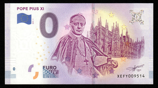 Billet Souvenir 0 Euro - POPE PIUS XI 2019-1 NEUF / UNC