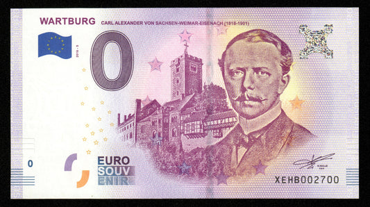 Billet Souvenir 0 Euro - WARTBURG CARL ALEXANDER VON SACHSEN-WEIMAR-EISENACH (1818-1901) 2018-5 NEUF / UNC