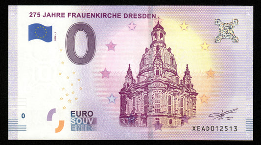 Billet Souvenir 0 Euro - Germany, 275 JAHRE FRAUENKIRCHE DRESDEN 2018-1 NEUF / UNC