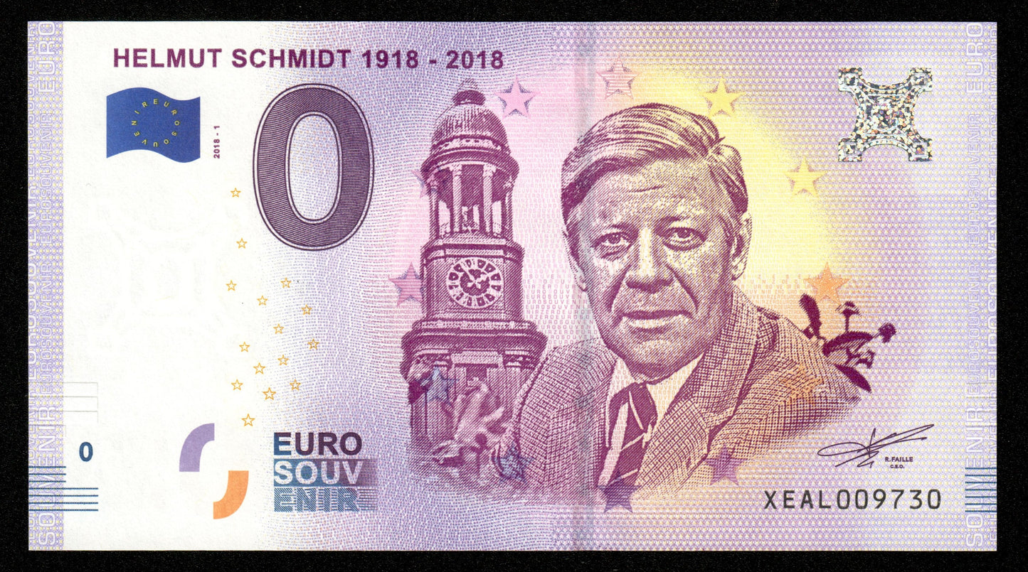 Billet Souvenir 0 Euro - Germany, HELMUT SCHMIDT 1918 - 2018-1 NEUF / UNC