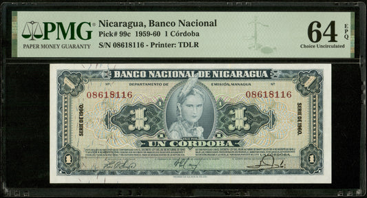 NICARAGUA - 1 Cordoba 1960 Pick 99c NEUF / PMG Choice Unc 64 EPQ