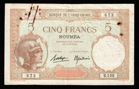 NOUVELLE CALÉDONIE - NEW CALEDONIA - 5 Francs (1926) P.36b pr.TB / aFine