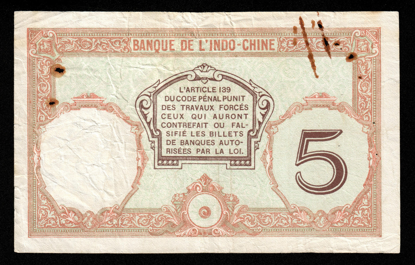 NOUVELLE CALÉDONIE - NEW CALEDONIA - 5 Francs (1926) P.36b pr.TB / aFine