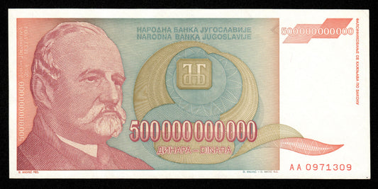YOUGOSLAVIE - YOUGOSLAVIA - 500000000000 Dinara 1993 P.137a NEUF / UNC