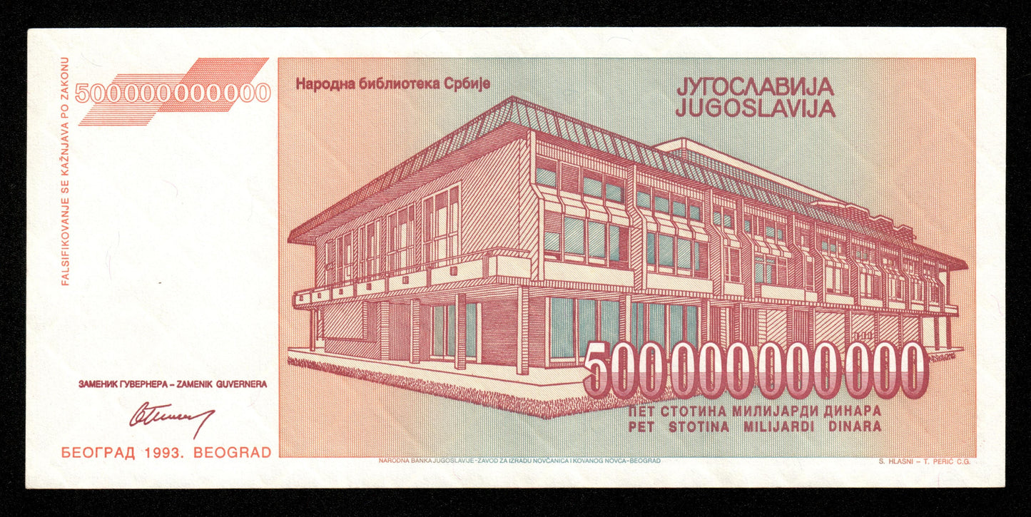 YOUGOSLAVIE - YOUGOSLAVIA - 500000000000 Dinara 1993 P.137a NEUF / UNC