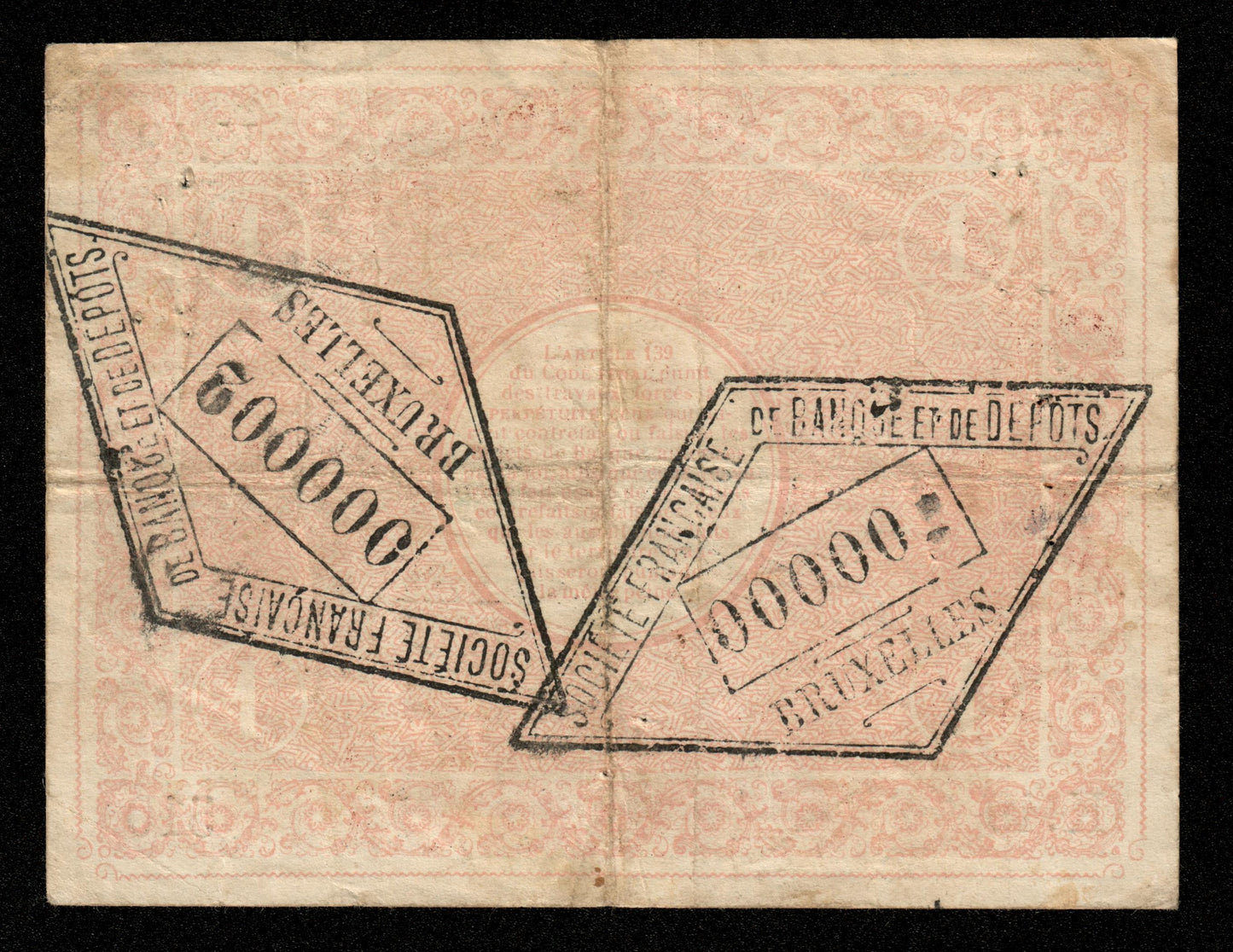 FRANCE - Banque d'émission de Lille, 1 Franc 1914, tampon Bruxelles TTB / VF