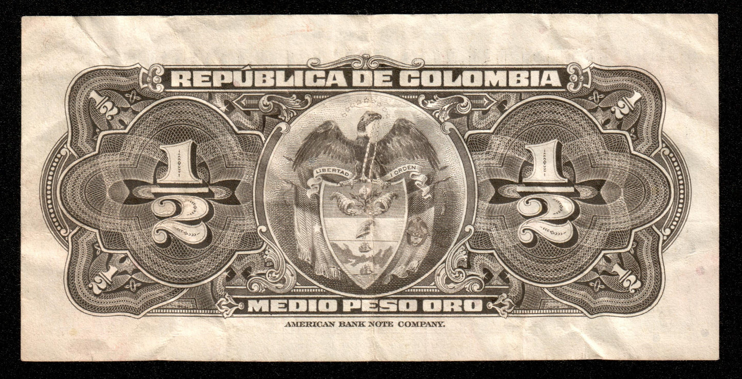 COLOMBIE - COLOMBIA - 1/2 Peso Oro 1948 P.345a TTB / VF