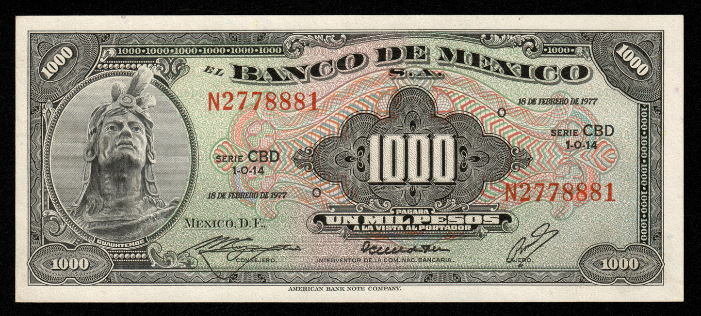 MEXIQUE - MEXICO - 1000 Pesos 1977 P.52t CBD pr.NEUF / UNC-