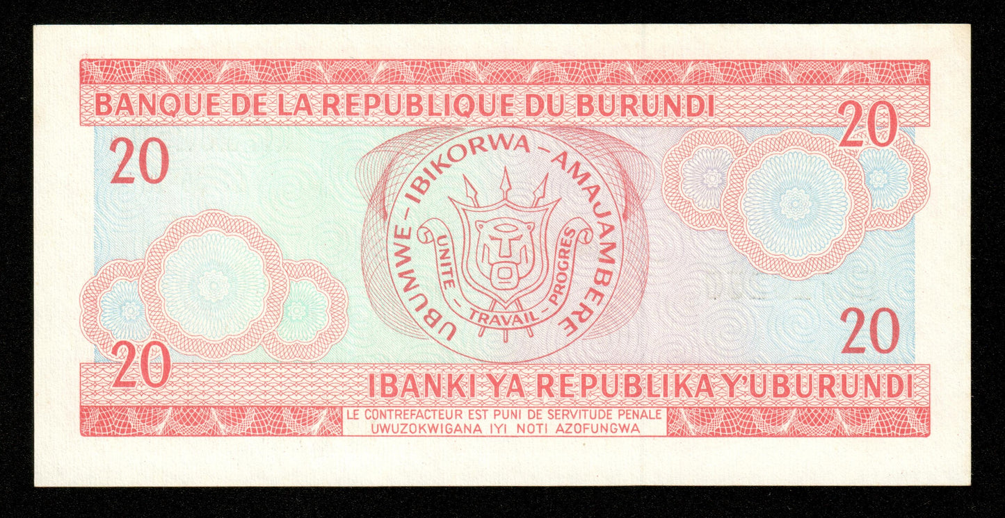 BURUNDI - 20 Francs 1988 P.27b pr.NEUF / UNC-